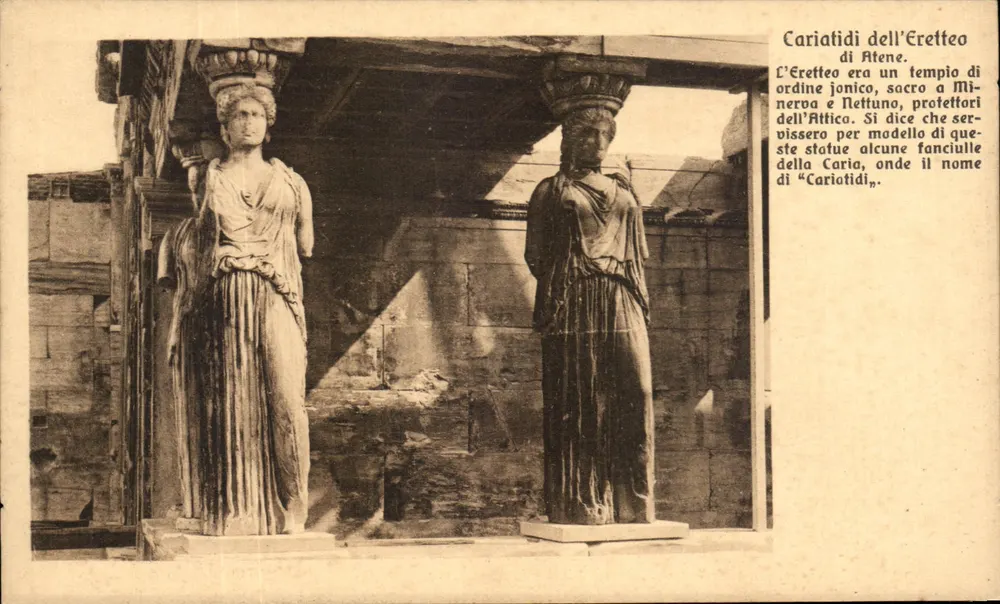 Cariatidi dell'Eretteo di Atene — editor Brunner & C. em Zurique, n° 16601 - Frente