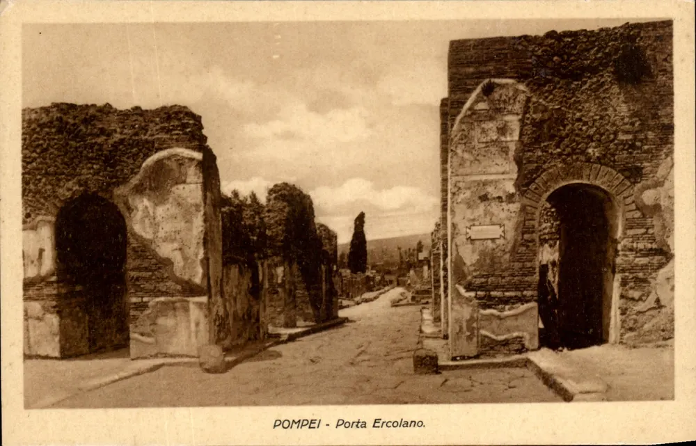 Pompei - Porta Ercolano — vista das ruínas — Ragozino - Galleria Umberto - Nápoles - Frente