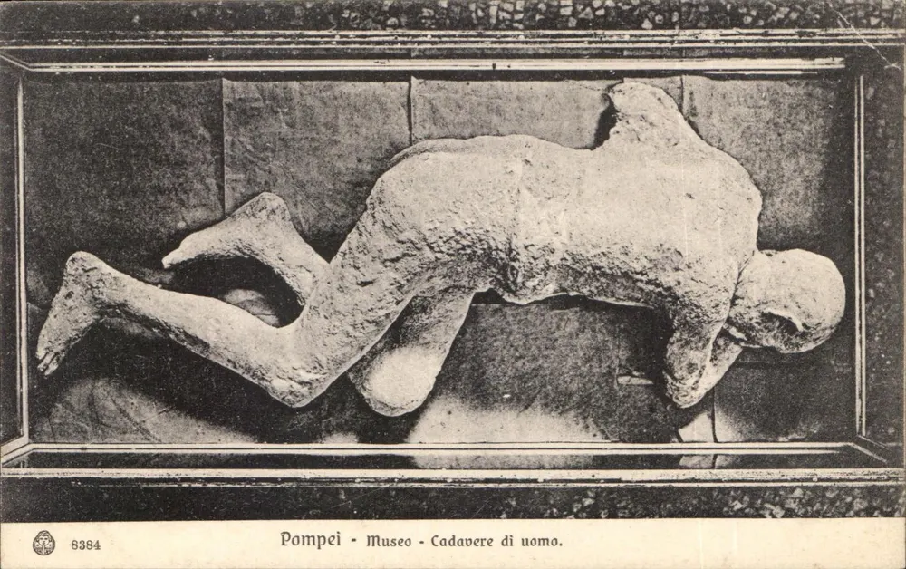 Pompeia - Museu - Cadáver de homem — editor Brunner & C., Como e Zurique, n° 8384 - Frente