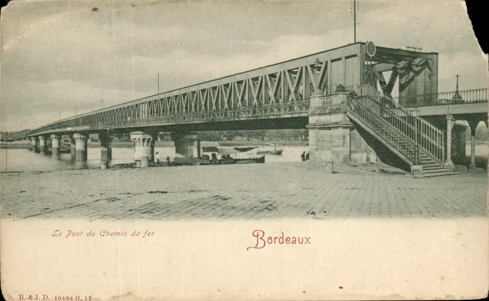 Le Pont du Chemin de fer — pont métallique sur le fleuve à Bordeaux — éditeur R.&J.D. n° 10484 H.12 - Frente