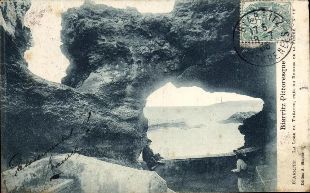 Biarritz — Die Theaterloge, nahe dem Rocher de la Viengue — Ausgabe A. Simons, Nr. 15 - Vorderseite