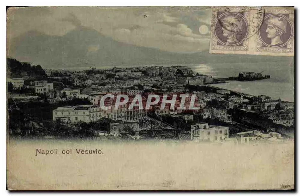 Nápoles com o Vesúvio — Cartolina postal italiana — editor não visível - Frente