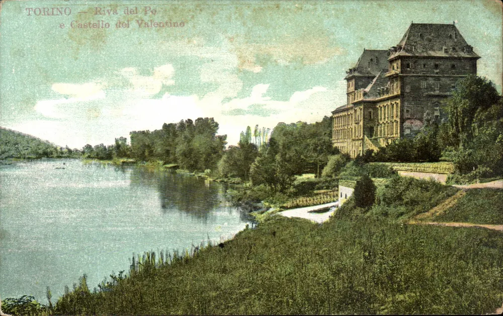 Turin — Riva del Po und Castello del Valentino — unbekannter Verleger - Vorderseite