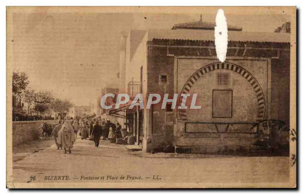 Bizerte — Fontäne und Place de France — LL. n°26 - Vorderseite