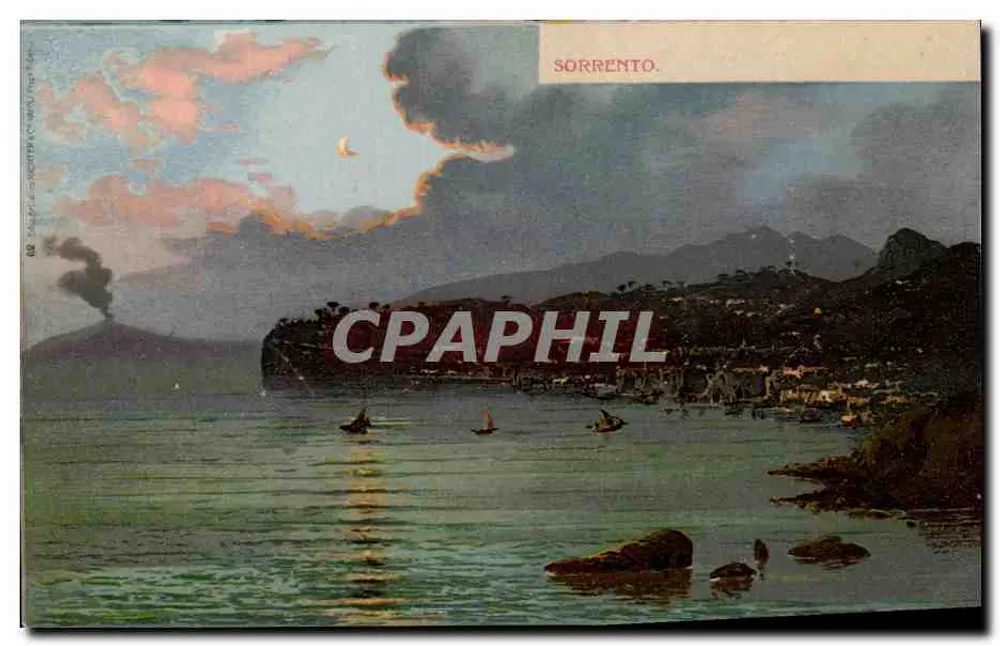 Sorrento — vista noturna com crescente lunar — editor 'S. di S. Giuseppe' n° 142 - Frente
