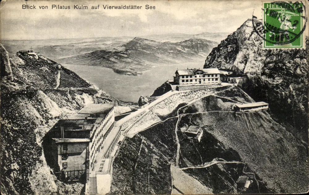 Ausblick auf den Pilatus Kulm über den Vierwaldstättersee — unbekannter Verlag, Seriennummer nicht sichtbar - Vorderseite