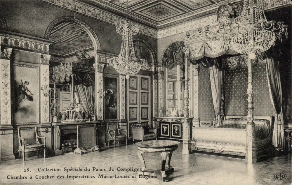 Schlafzimmer der Kaiserinnen Marie-Louise und Eugénie — Spezialkollektion des Palastes von Compiègne — Verlag F.D. n°28 - Vorderseite