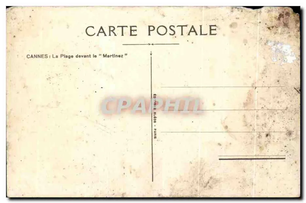 Cannes : La Plage devant le "Martinez" — éditeur Éditions H. Alton - Paris - Rewers