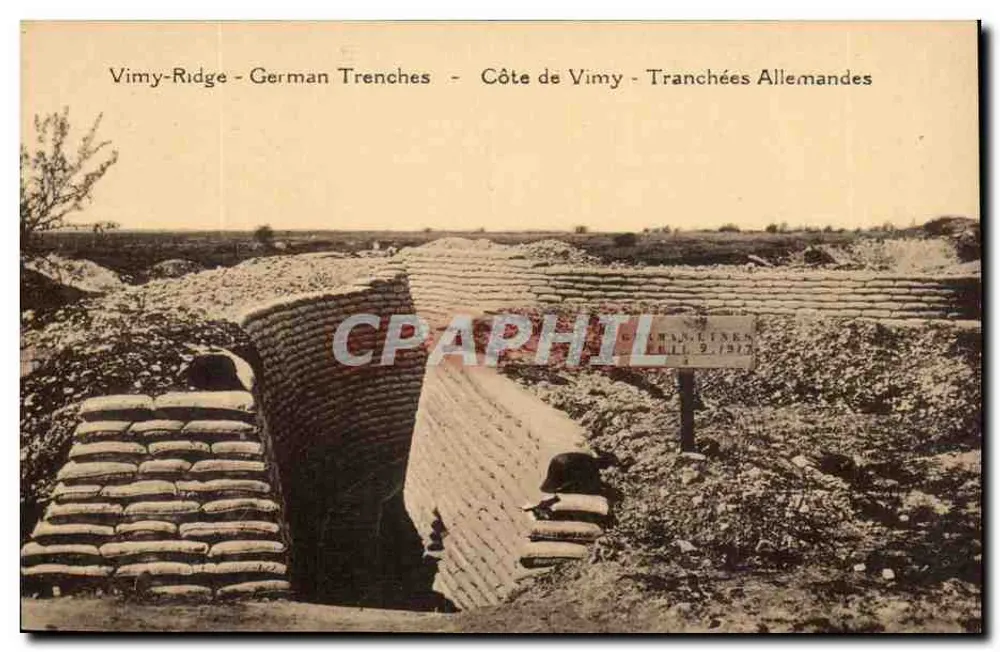Vimy-Ridge - Trincheiras Alemãs - Côte de Vimy - Trincheiras Alemãs — Manetines, n°1, datada 9.1917 - Frente