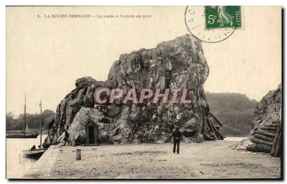 La Roche-Bernard — La rocca all'ingresso del porto — Héliotypie Dugas et Cie, Saintes - Recto