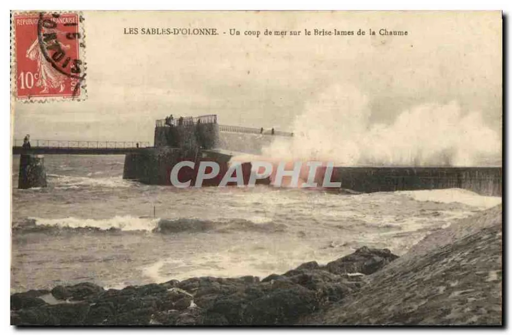 Les Sables-d'Olonne — Ein Meeressturm am Brückenkopf der Chaume — Verleger nicht sichtbar - Vorderseite