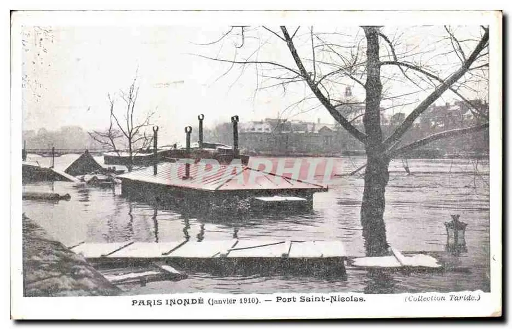 Paris inundado — Janeiro 1910 — Porto de Saint-Nicolas — Coleção Taride - Frente