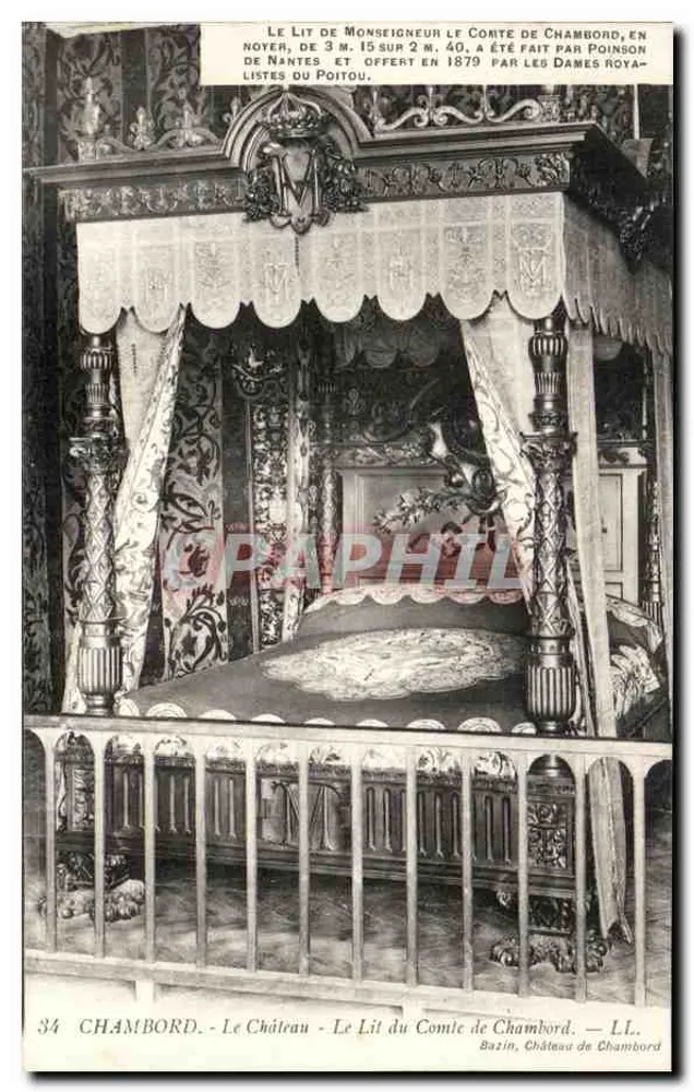 Das Bett des Grafen von Chambord — Schloss Chambord — LL. Bazin - Vorderseite