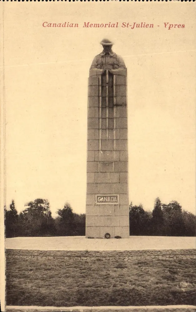Kanadischer Gedenkstein St-Julien - Ypres — Gedenkmonument mit Soldatengestalt — Verleger - Vorderseite