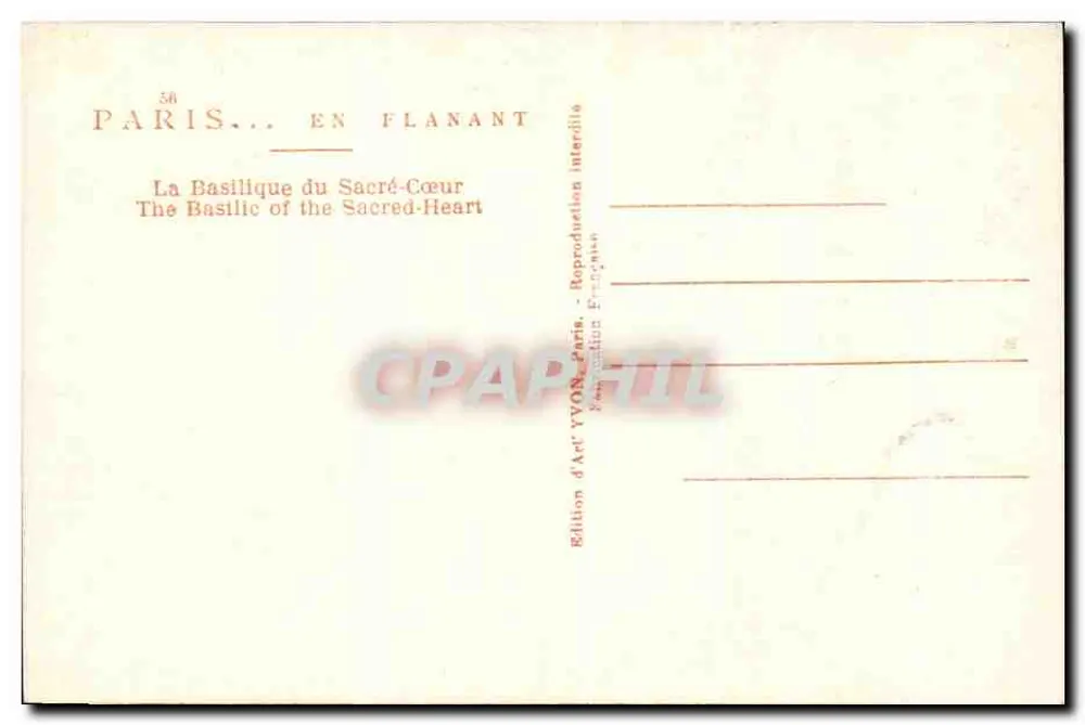 Basilique du Sacré-Cœur — Paris — Édition d'Art YVON, Paris - Rückseite