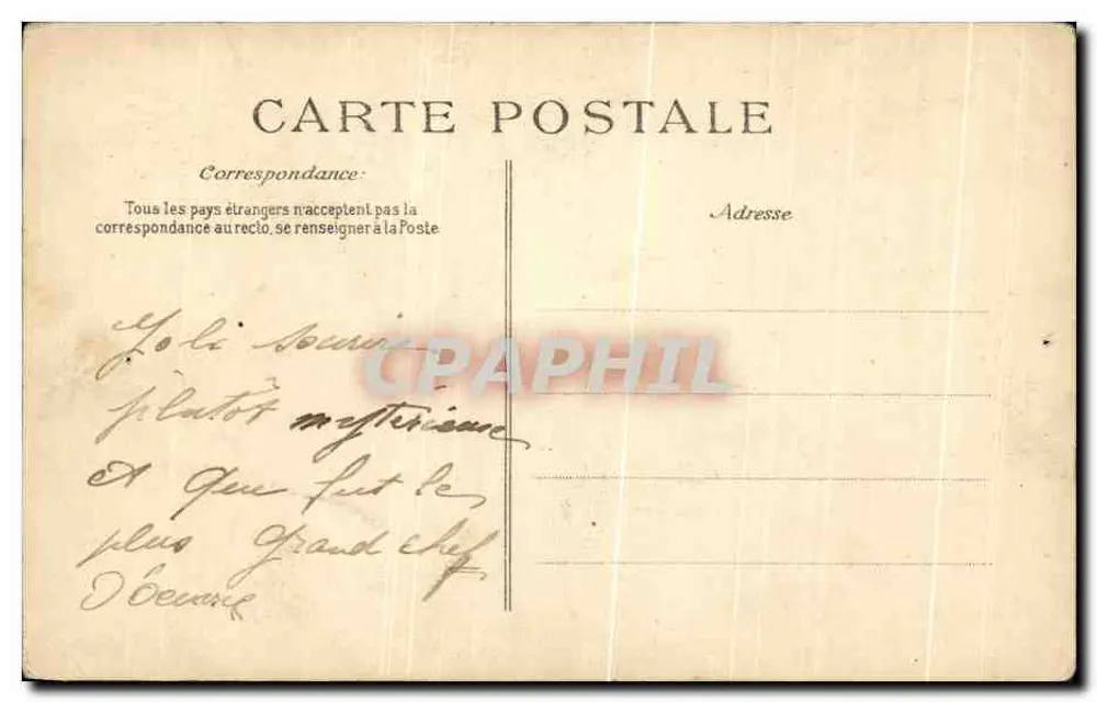 La Joconde, von Léonard de Vinci — verschwunden aus dem Musée du Louvre am 21. August 1911 — herausgegeben von E.D. - Rückseite