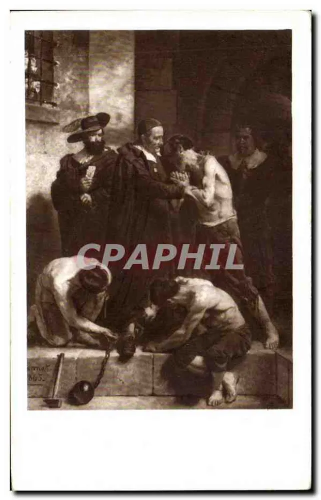 Szene einer Galeere mit Porträt des Heiligen Vincent-de-Paul — Hélio Braun & Cie, Millhouse-Dornach, n° A-13 - Vorderseite