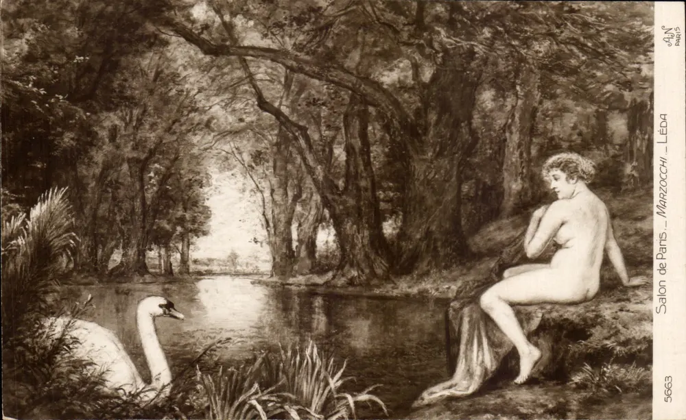 Nymphéide und Schwan — Waldszene — Salon de Paris, Léopa, Marzocchi, n°5663 - Vorderseite