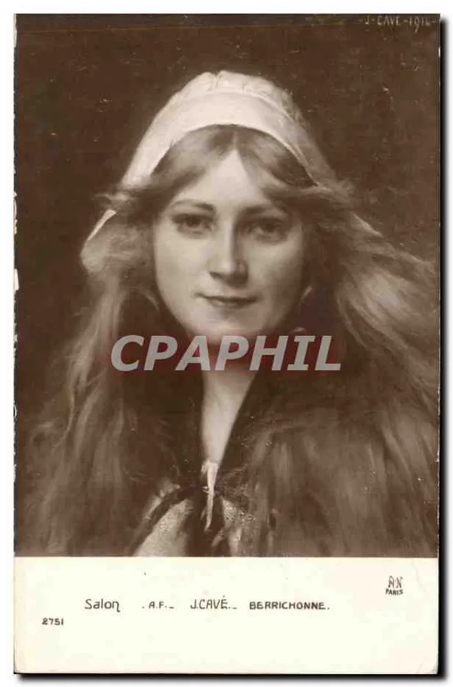 Jovem mulher com touca branca — Berrichonne — J. CAVÉ, Paris, n° 2751 - Frente