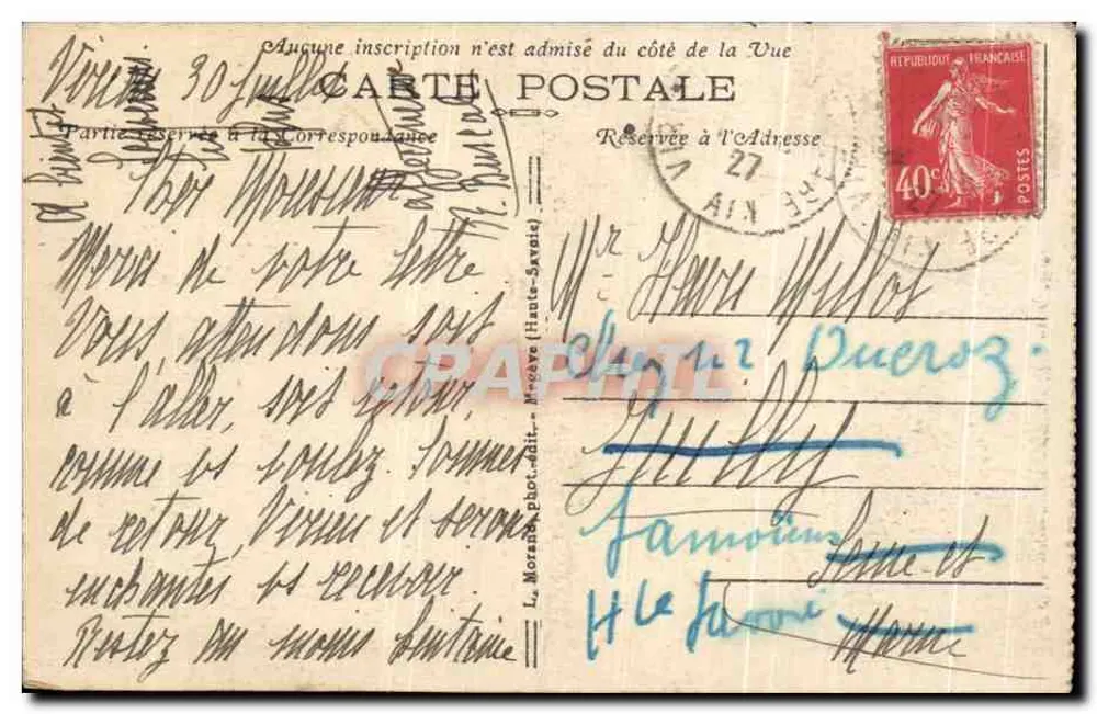 Flumet — Vue générale et le Mont-Blanc — éditeur L. Moreau, phot.édit. - N° 366 - Reverso