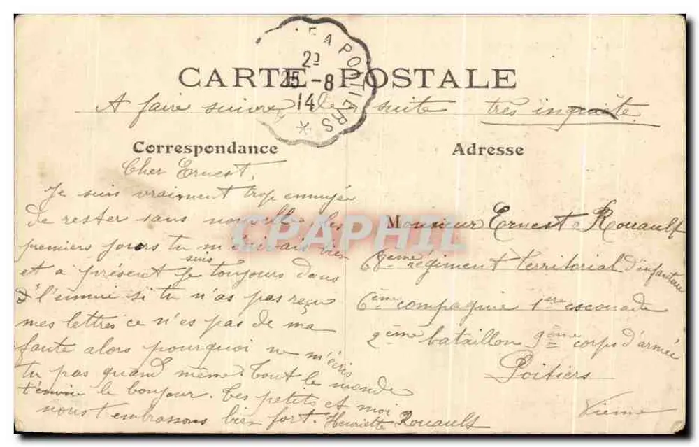 Vincennes — Entrée du Fort — Édition du Préltemps, Paris, n° 108 - Rückseite