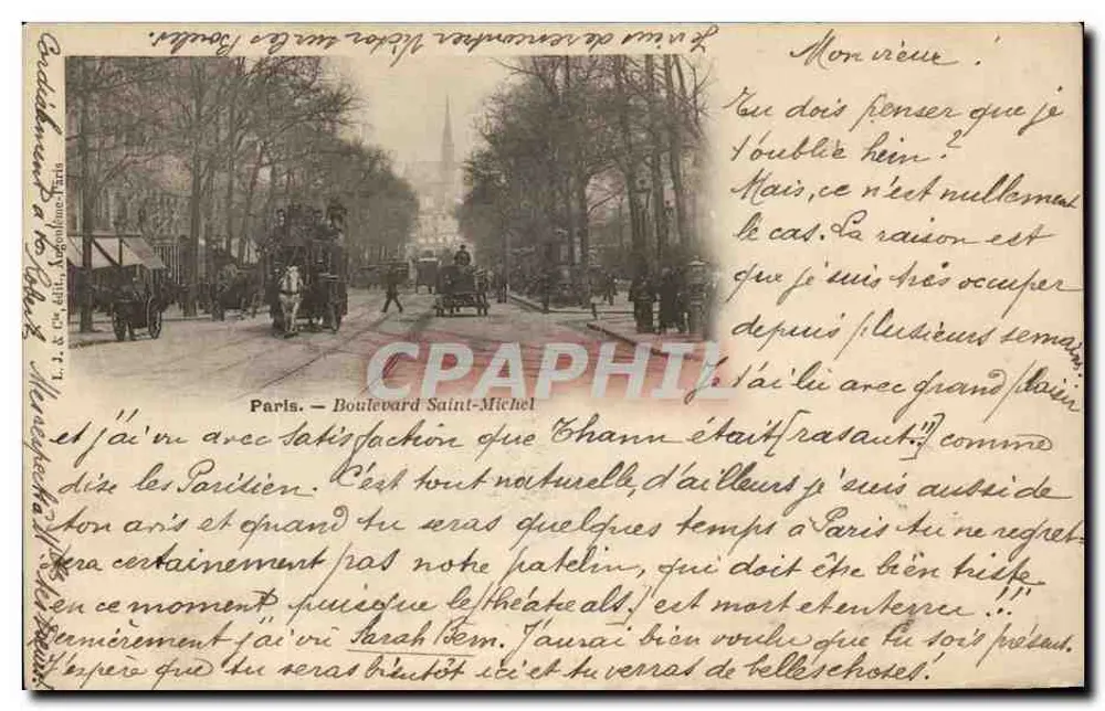 Paryż — Bulwar Saint-Michel — Wydawca: L. & Cie. Baudouin, Paryż - Awers