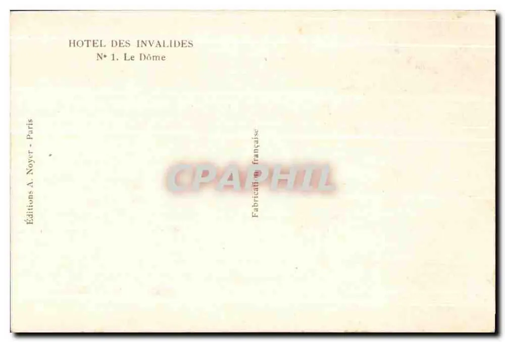 Hôtel des Invalides — O Dômer — Edições A. Noyer, Paris - Verso