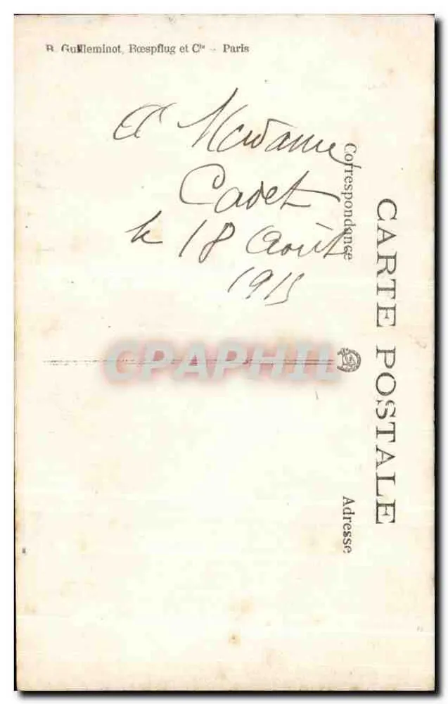 Familie in der Wagenwiege — Studiofoto — R. Guilleminot, Rœspflug et Cie, Paris - Rückseite