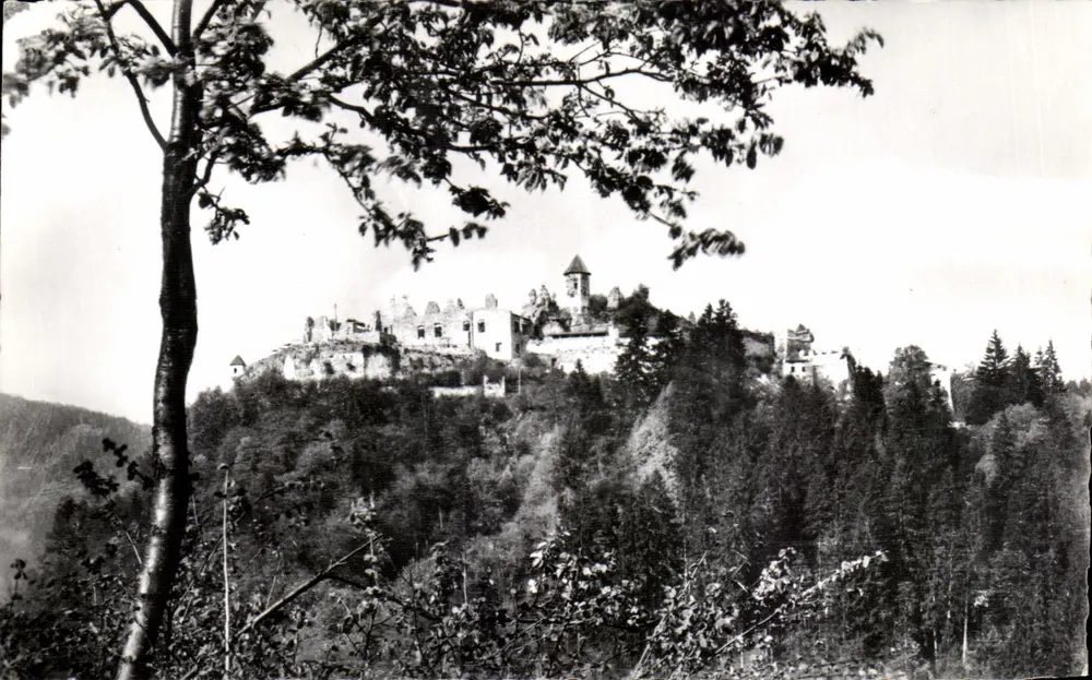 Ruínas de Landskron perto de Villach — edição fotográfica — Verlag Theodor Stien, Villach, n° 614 - Frente