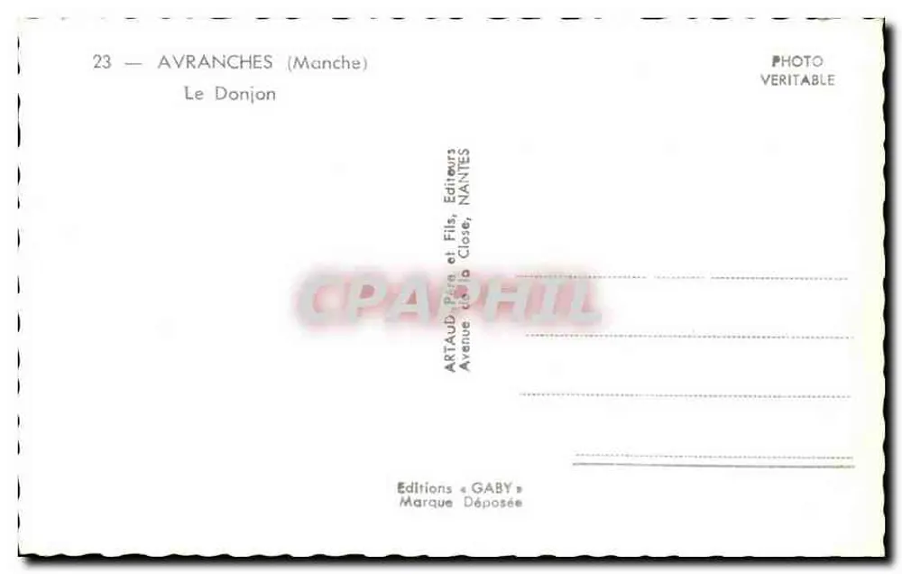 O Donjon em Avranches — Manche — Edições Gaby - Verso