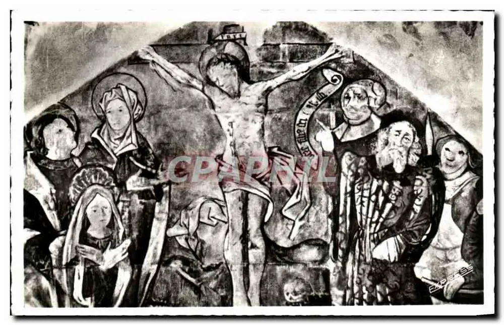 Kernascléden (Morbihan) — Fresken des 15. Jahrhunderts — Das Kreuzigung - Vorderseite