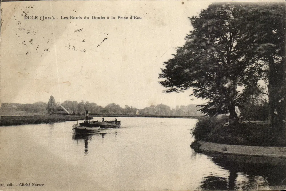 Dole (Jura) - Die Ufer des Doubs am Wasserfall — Cliché Karrer - Vorderseite