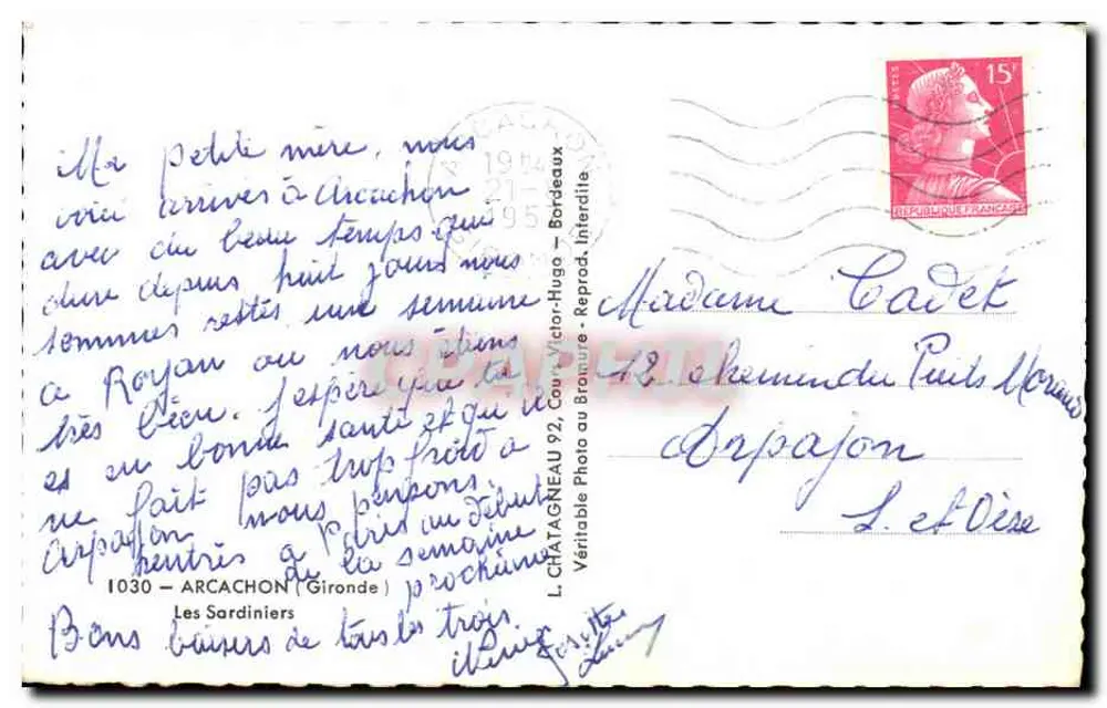 De Sardiniers — Arcachon (Gironde) — L. Châtagnéau, Victor-Hugo - Reproductie verboden - Achterkant
