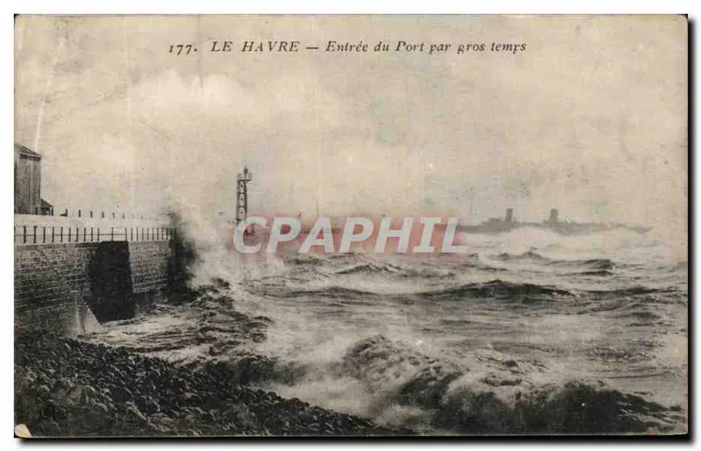 Le Havre — Einfahrt in den Hafen bei Sturm — éditeur impr. sur la carte n° 177 - Vorderseite