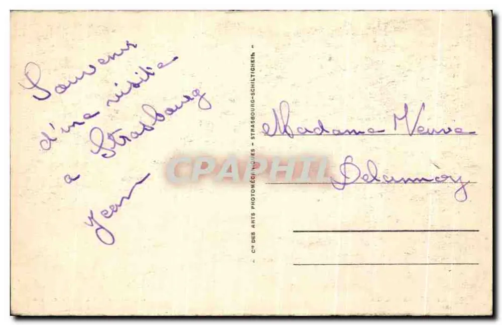 Estrasburgo - A Orangerie - O Embarcadouro — Bilhete postal antigo n°141, editor CP DES ARTS - Verso
