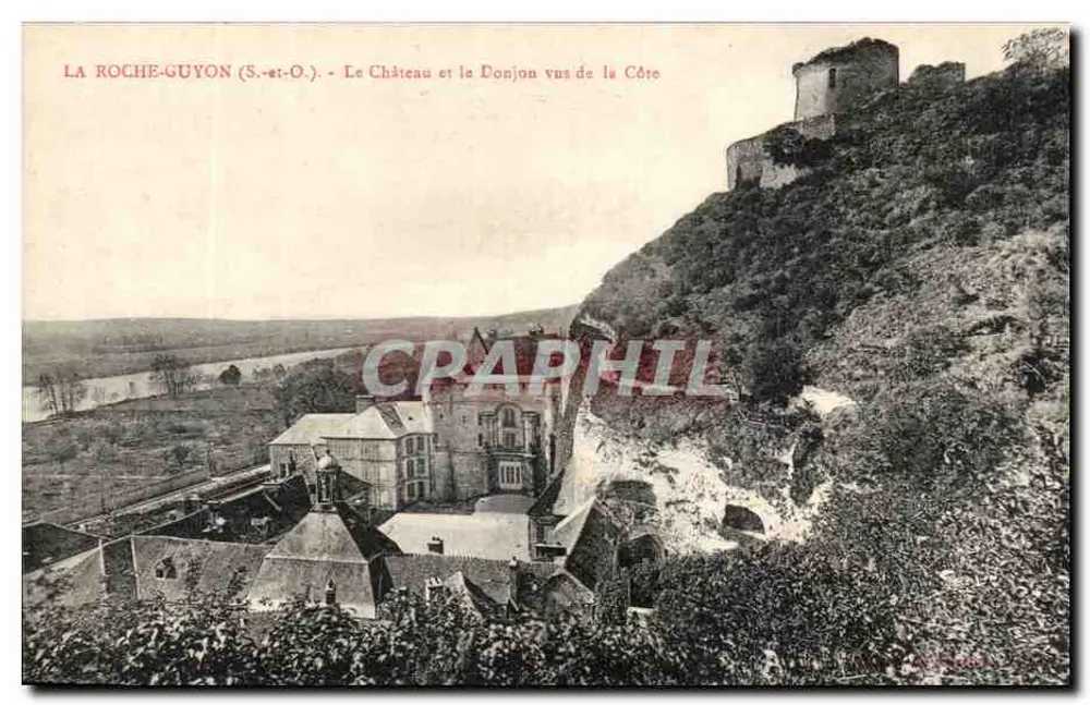 La Roche-Guyon (S.-et-O.) — Schloss und Bergfried von der Klippe aus gesehen — Verlag unbekannt - Vorderseite