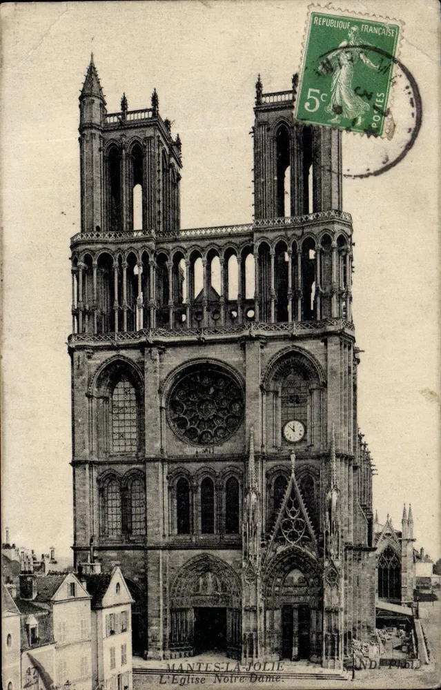 Mantes-la-Jolie — Die Kirche Notre-Dame — anonymer Verleger, Seriennummer nicht sichtbar - Vorderseite
