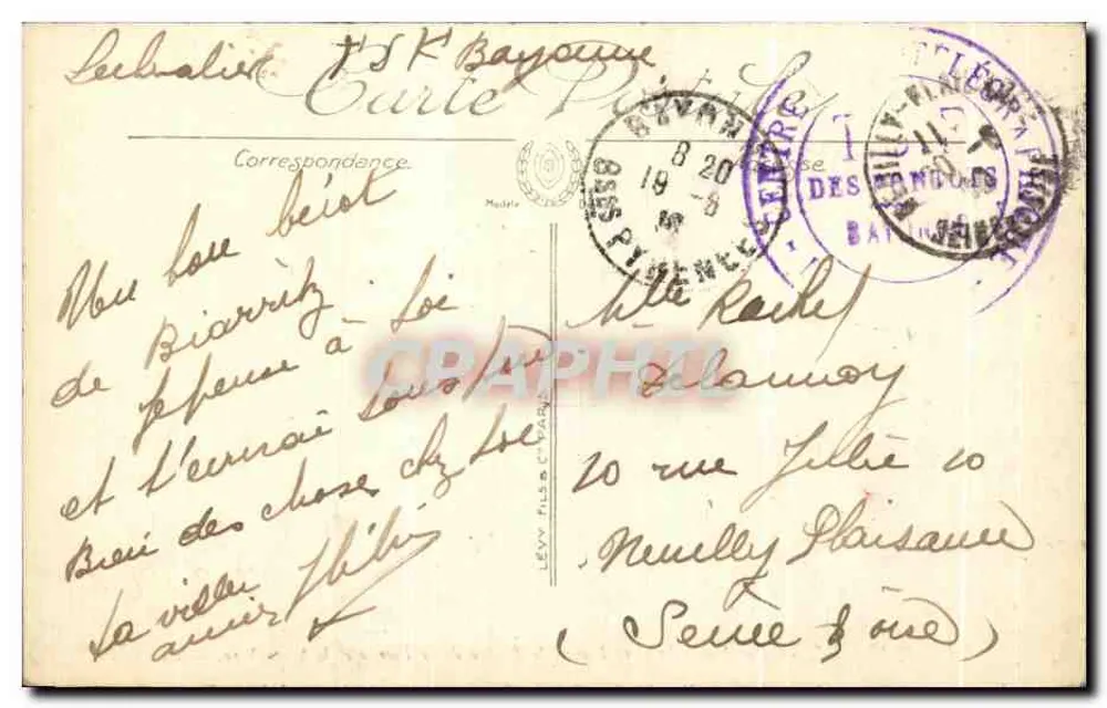 Biarritz — Die Bäder des alten Hafens, der Felsen der Jungfrau und der Leuchtturm — LL. - Rückseite