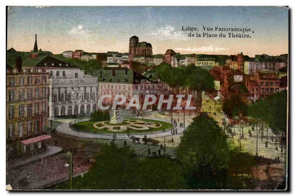 Liège, Panoramablick auf den Place du Théâtre — Verlag nicht sichtbar - Vorderseite