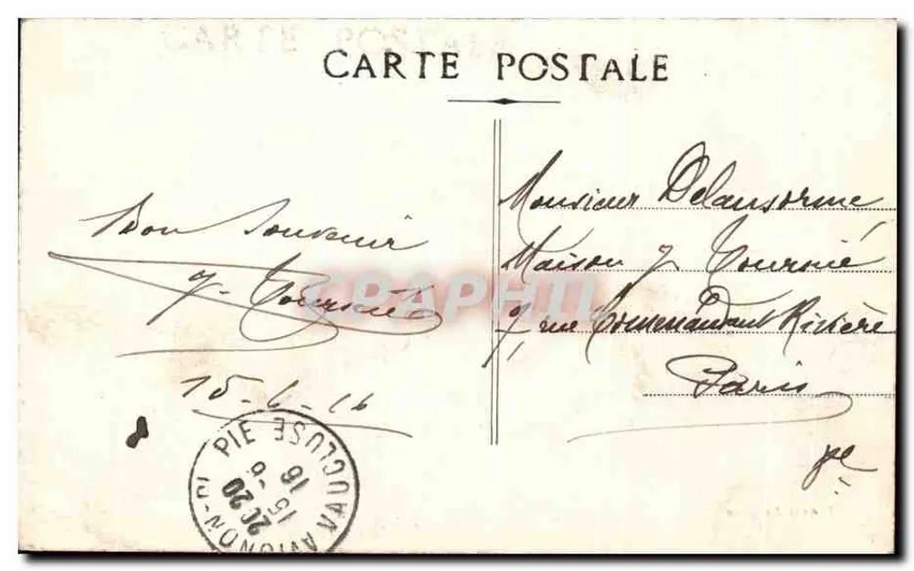 Avignon - O Palácio dos Papas — editor desconhecido, n°5 - Verso