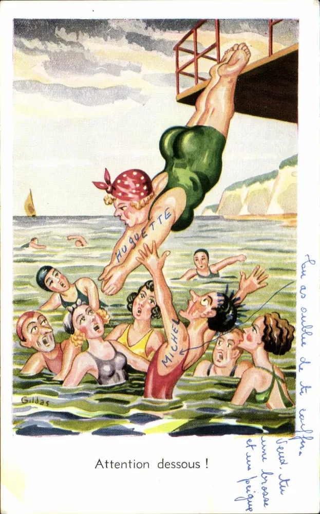 Wassersprung — Achtung unten! — Gildas, Serie n°2175, M.D. Paris - Vorderseite
