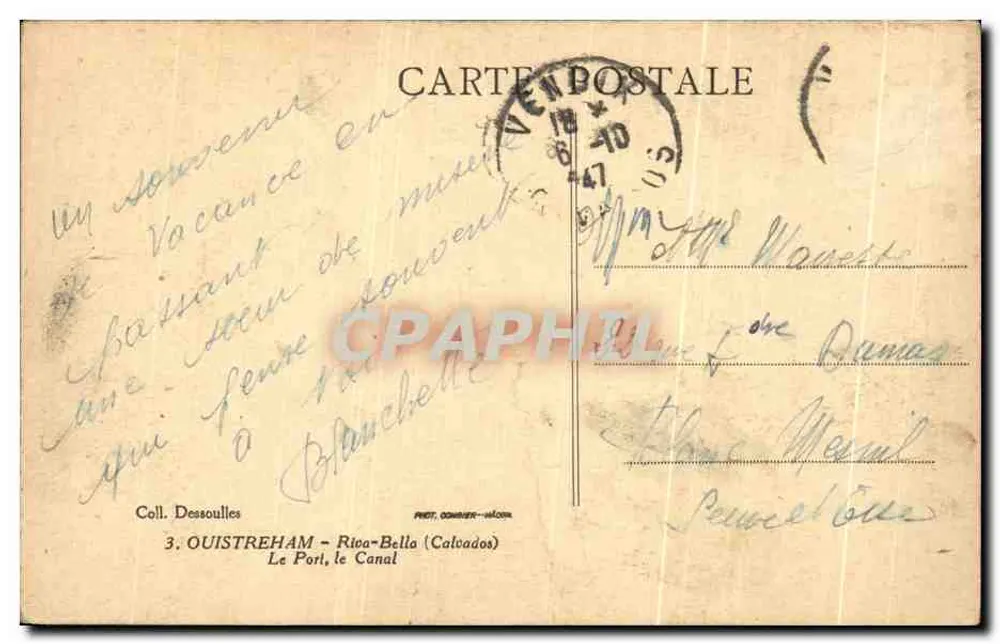 Ouistreham - Rico-Bella — Der Hafen, der Kanal — Verlag PHIL. OSMER - NÉGATIF - Rückseite