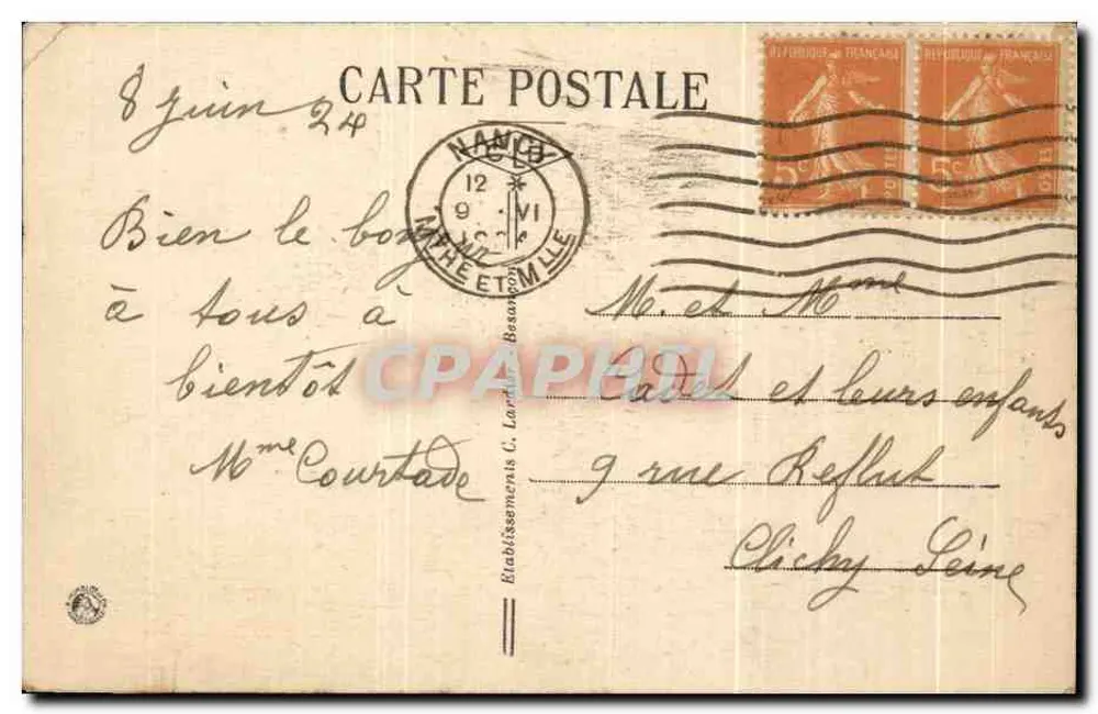 NANCY — Torre da Comenda — Editor C. Laroche, n°14 - Verso