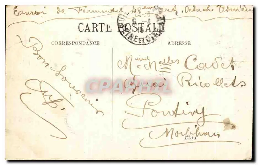 Palast von Versailles — Ein Eckbereich des Ehrenhofes — Verleger: Société des Cartes Postales de France, Nr. 4 - Rückseite