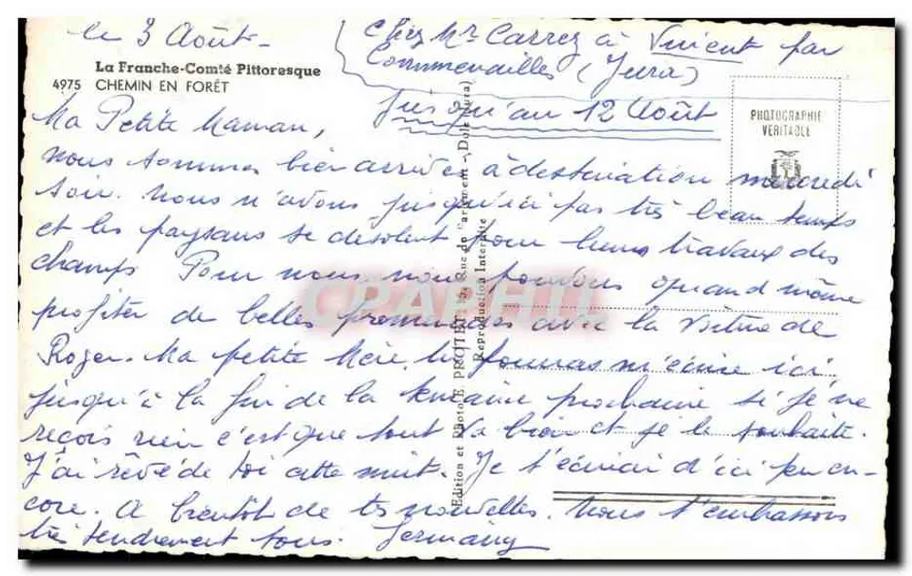 Caminho na Floresta — A Franche-Comté Pictórica — Edição e Mano B. PROCTET - Verso
