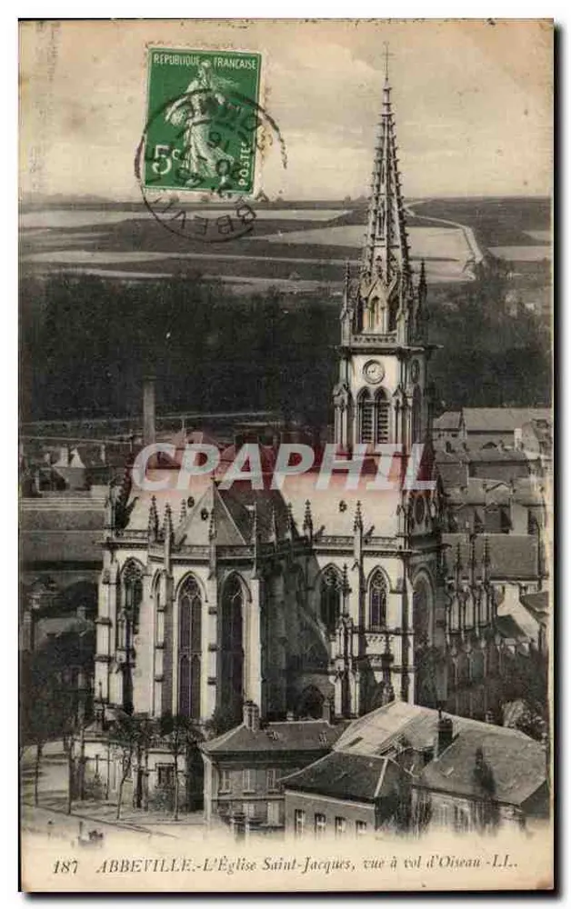 Abbeville - Kirche Saint-Jacques, Vogelperspektive - L.L. - Vorderseite