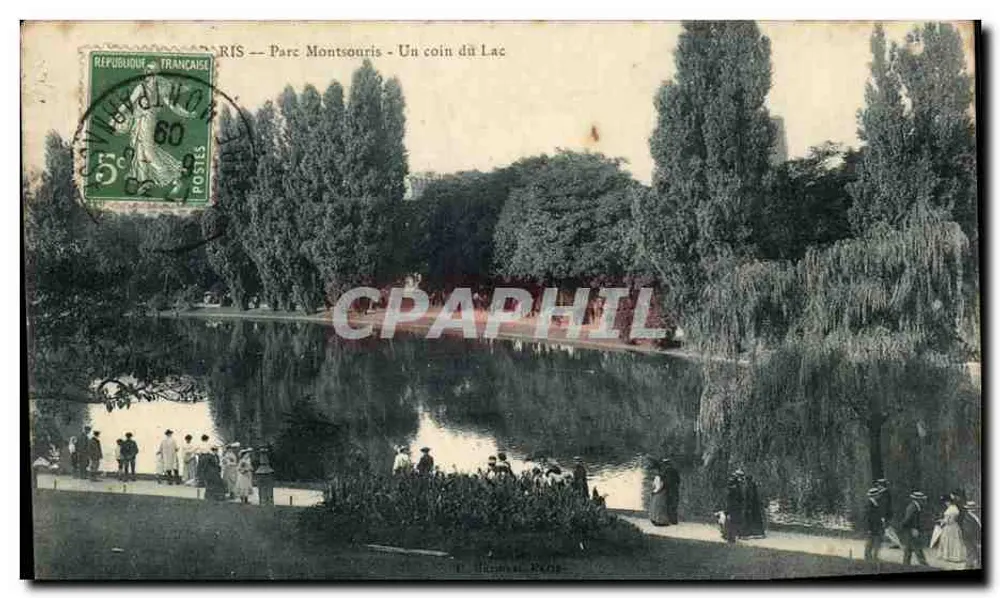 Paris — Parc Montsouris — Ein Eckchen des Sees — E. Hugues, 1909 - Vorderseite
