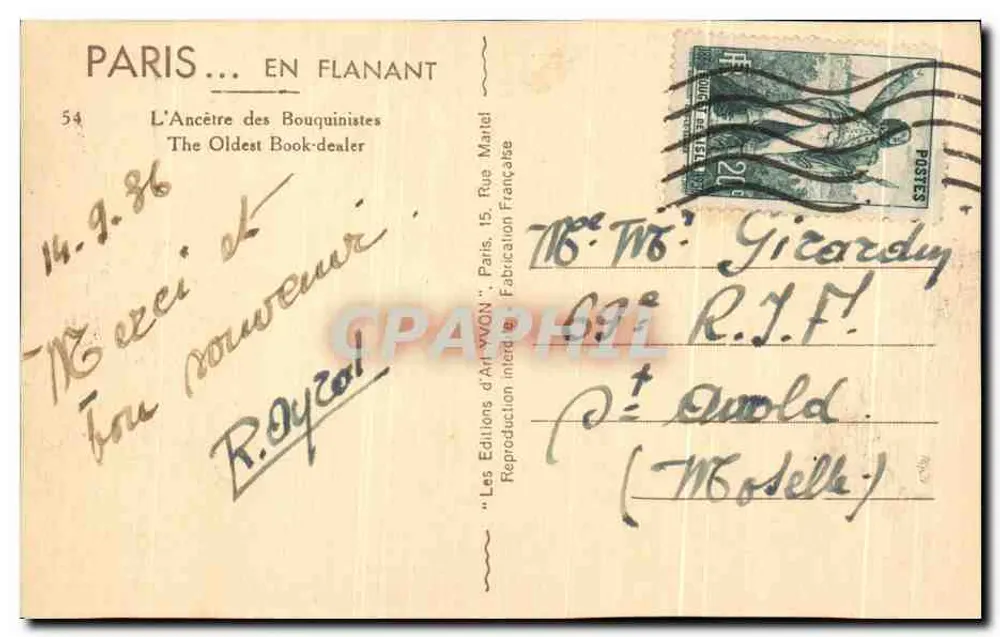 Paris — Aussicht auf die Kathedrale Notre-Dame von der Seine aus — Verleger Yvon - Rückseite