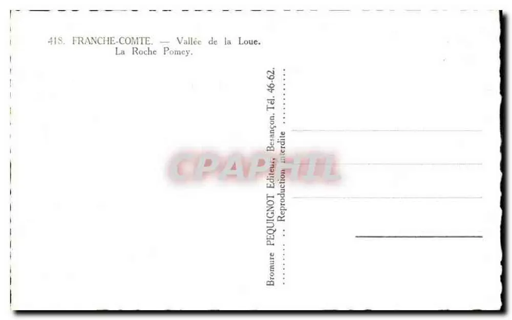 A Vale da Loue — La Roche Pomey — Editor Péquignot - Verso