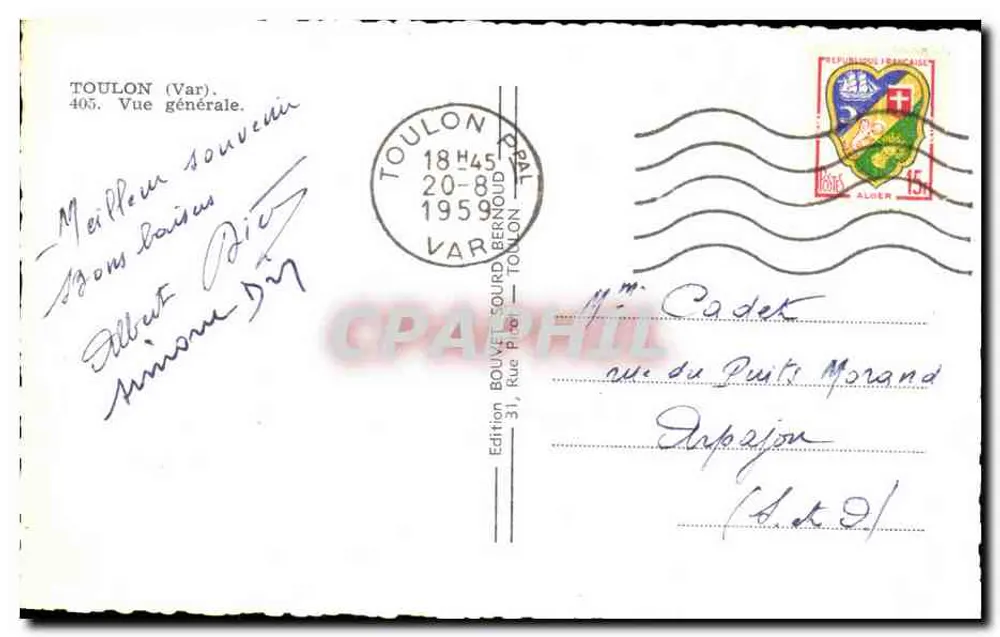 Toulon (Var) — Vista geral — Edição Bouvet-Tourd Bernoud, n°405 - Verso